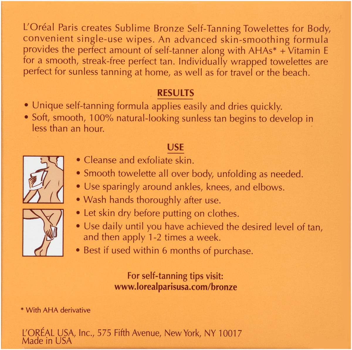 L'Oreal Paris Sublime Bronze Self Tanning Towelettes, Streak-Free, Natural Looking Tan, 6 ct L'Oreal Paris