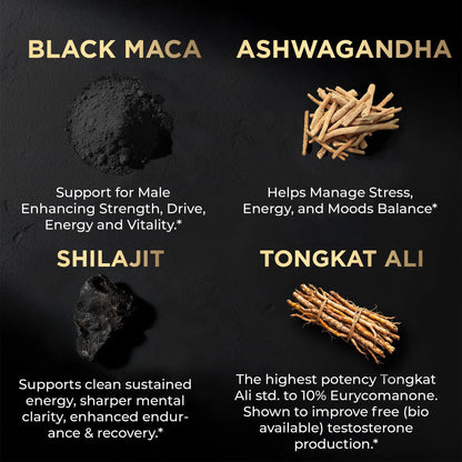 ULTRA MALE® Premium for Men w. 100:1 Shilajit, 40:1 Black Maca, Ashwagandha 25%, Tongkat Ali 10% - Clinical Strength Male Enhancing Supplement for Men Health Libido+ TERRA ELMNT