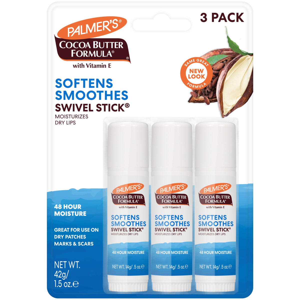 Palmer's Cocoa Butter Lip Balm & Face Body Moisturizer Sticks (Pack of 3) Palmer's