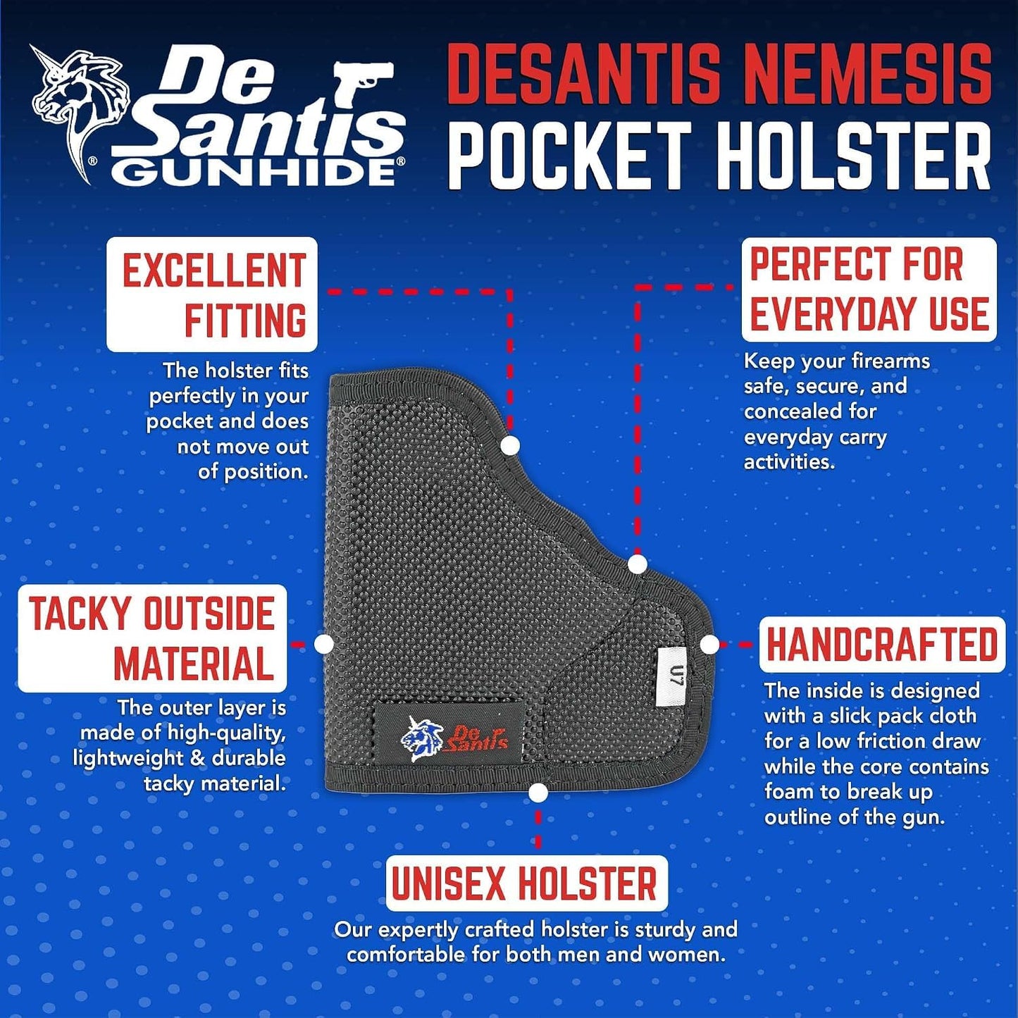 DeSantis Nemesis - Gun Pocket Holsters for Concealed Carry, Concealed Pocket Holster for Pistols, Revolvers, Soft, Designed for Comfort & Discreet Carry, Ambidextrous Gsupps Australia