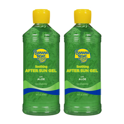 Banana Boat Soothing After Sun Gel with Aloe Twin Pack | Aloe Vera Gel, Sunburn Relief, After Sun Care, 16 fl oz each Banana Boat