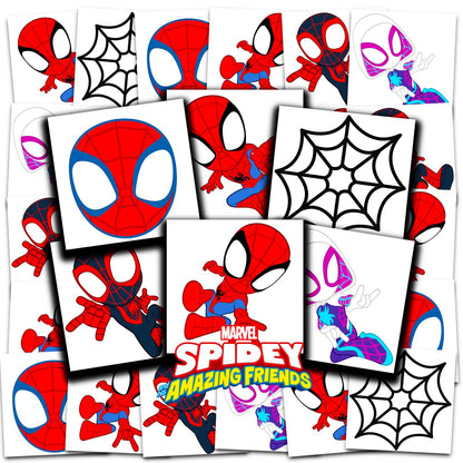 Spidey Tattoos for Kids Party Favors Bundle - 72 Pc Individual Tattoos Marvel