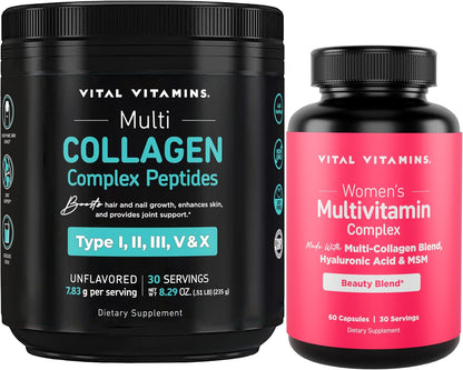 Vital Vitamins Multi Collagen Peptides Powder + Women's Multivitamin Complex Gsupps Australia