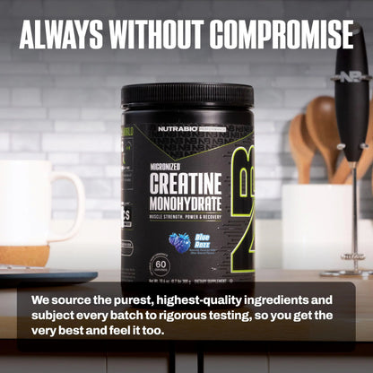 NutraBio Pure Micronized Creatine Monohydrate Powder Supplement, Blue Razz (300 g) - Supports Bulk Muscle Energy, Recovery, and Strength - HPLC Tested Creatine Powder Supplement for Men and Women NutraBio