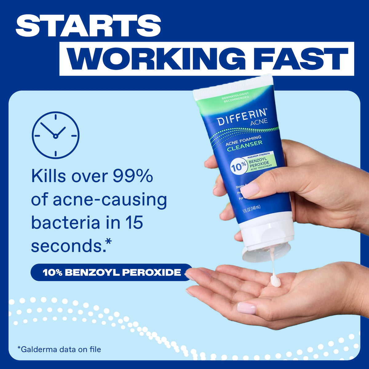 Differin Acne Foaming Face Wash, Max Strength, 10% Benzoyl Peroxide, 5oz Differin