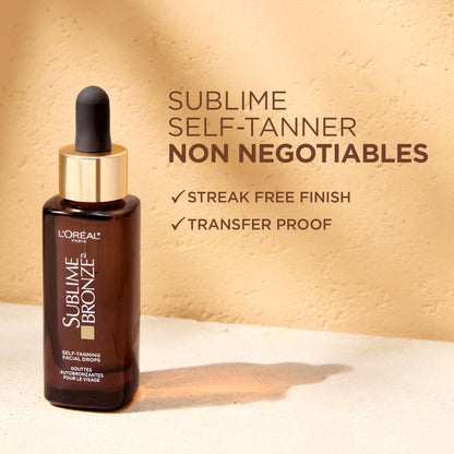 L'Oreal Paris Sublime Bronze Self Tanning Facial Drops with Hyaluronic Acid, Gradual Tan, Fragrance-Free, 1 fl. Oz L'Oreal Paris