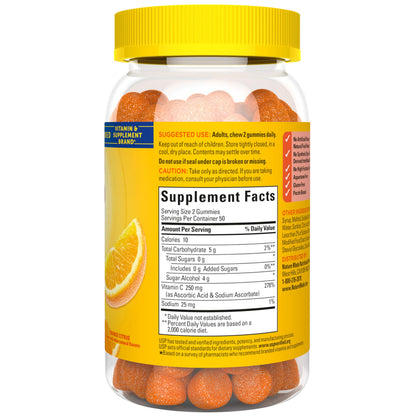 Nature Made Zero Sugar Vitamin C Gummies 250 mg Per Serving, Immune & Antioxidant Support, Aspartame Free Nature Made
