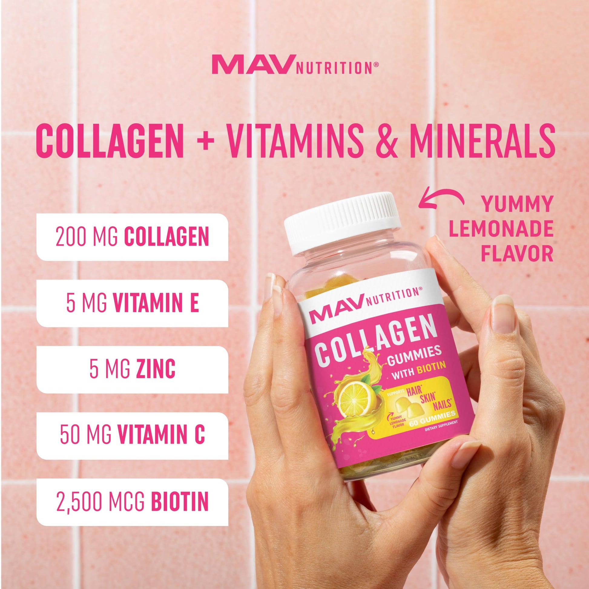Collagen Gummies for Women | 200mg Hydrolyzed Collagen + 2500mcg Biotin, with Vitamin C, E & Zinc MAV NUTRITION buy australia supplements