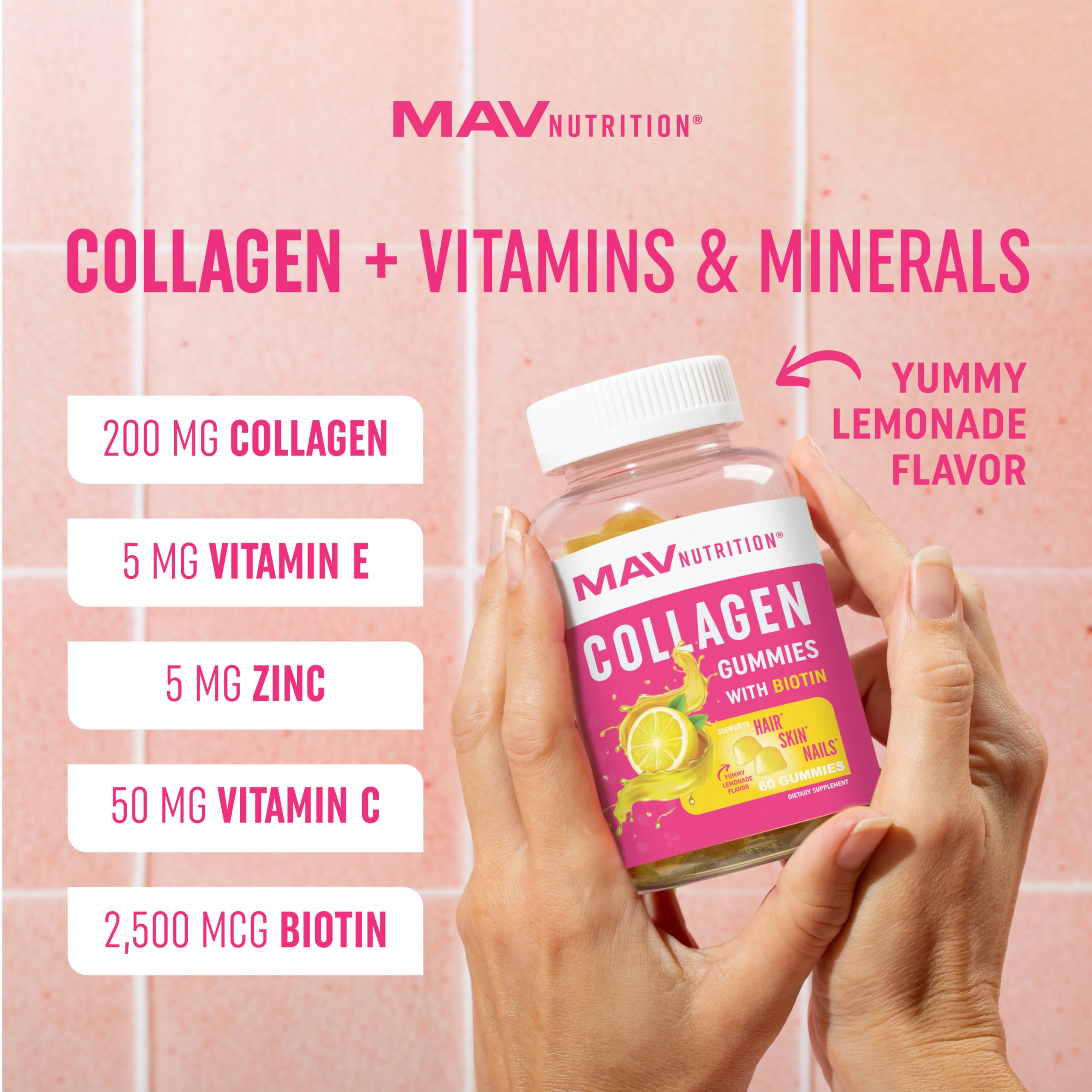 Collagen Gummies for Women | 200mg Hydrolyzed Collagen + 2500mcg Biotin, with Vitamin C, E & Zinc MAV NUTRITION buy australia supplements