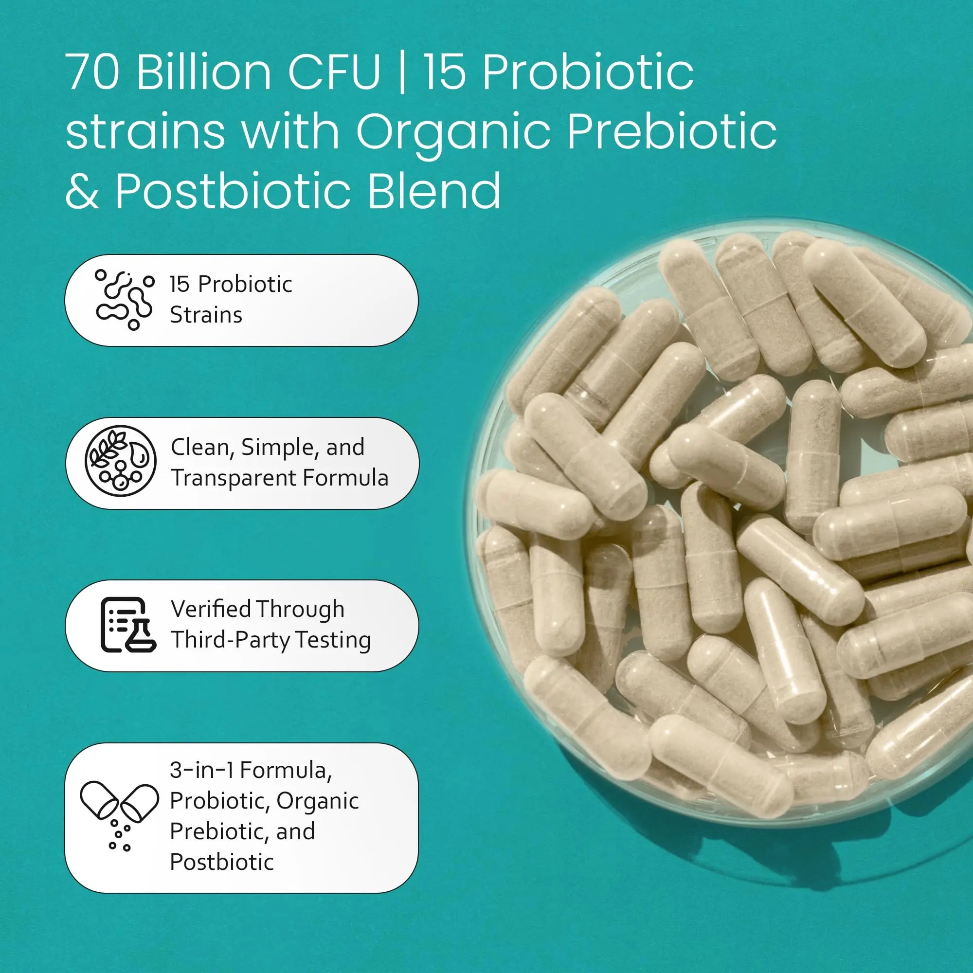 NaturaLife Labs Probiotics 70 Billion CFU – 15 Strains with Organic Prebiotic & Postbiotic – 3-in-1 Formula – 30 Vegan Capsules NaturaLife Labs buy australia supplements