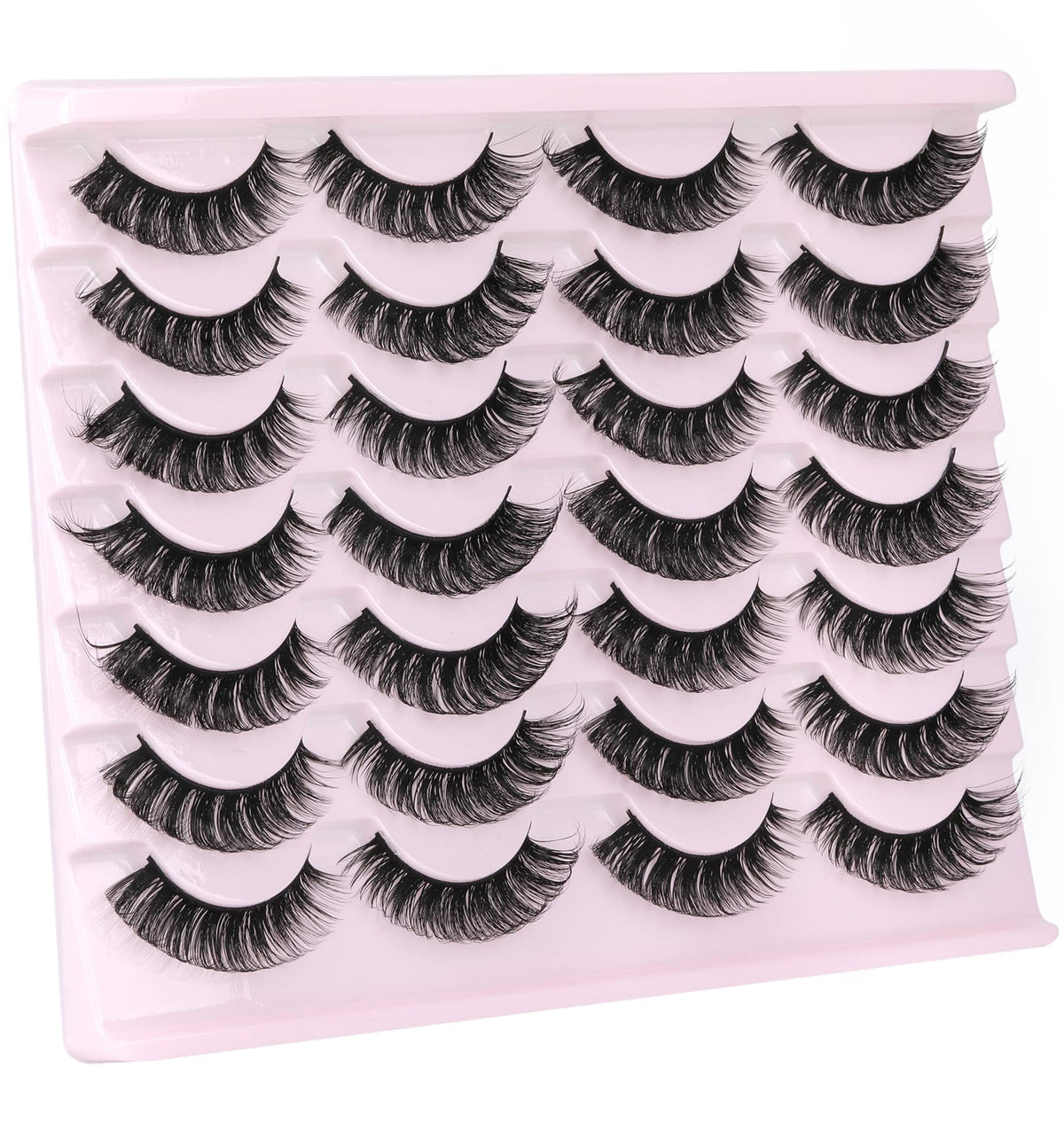 False Eyelashes Russian Strip Lashes Volume Fake Eyelashes Extension D-Curly Wispy Handmade Soft Reusable 14 Pairs Lashes Pack zanlufly