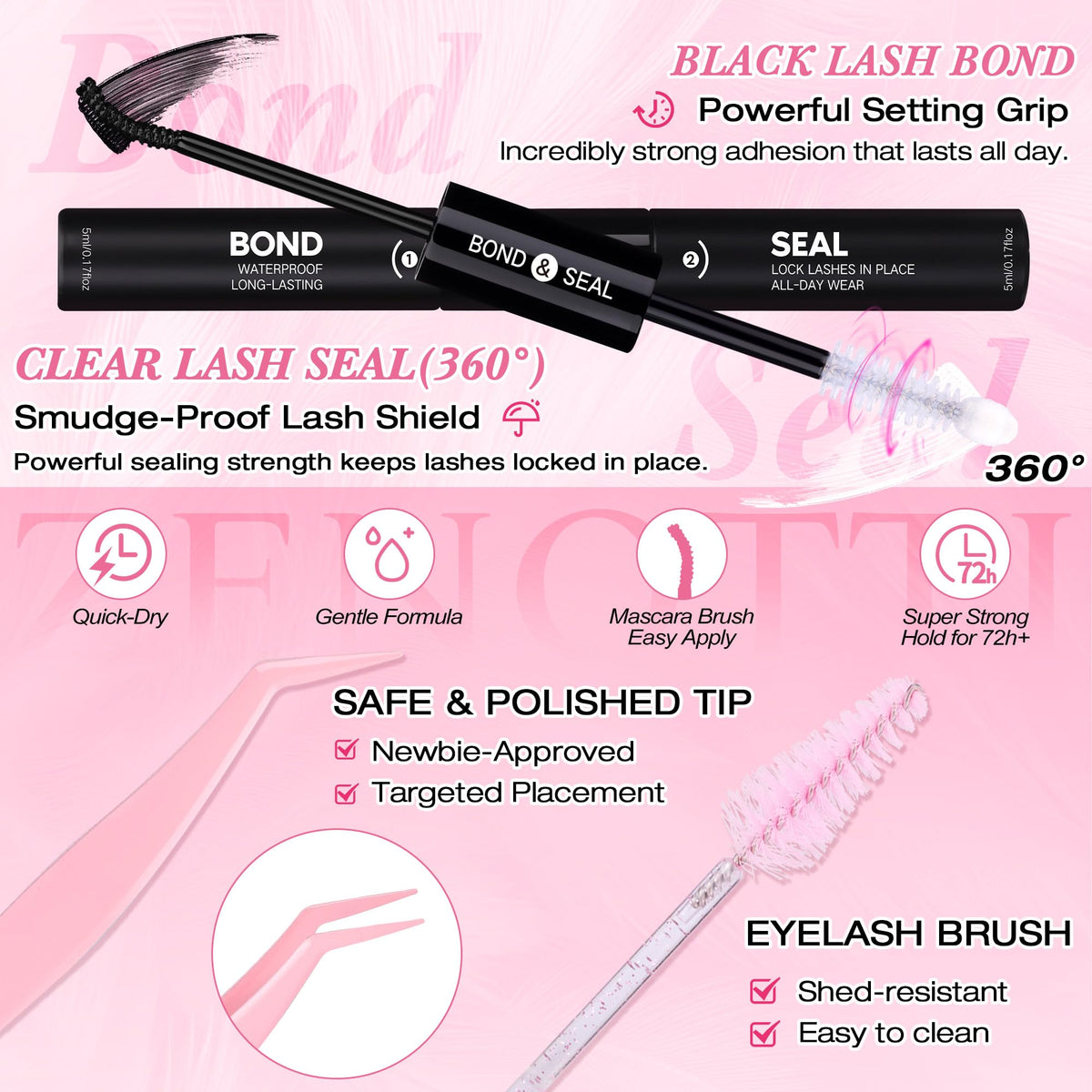 Lash Clusters Kit Fluffy 80D 100D Eyelash Clusters Kit 544PCS Wispy Cluster Eyelash Extensions D Curly Individual Lashes 8-16mm Soft Band DIY at Home with Lash Bond&Seal Tweezers Brush by zenotti zenotti