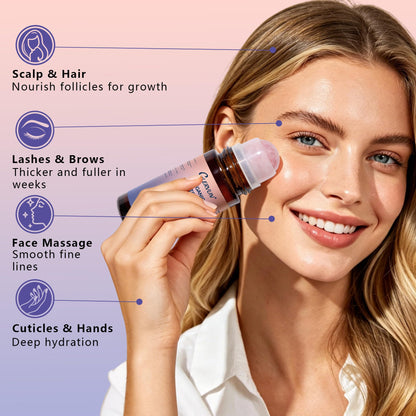 CLERVUN Organic Castor Oil Roll On with Rose Quartz Roller 2.02fl.oz CLERVUN