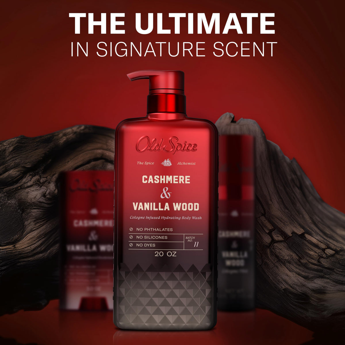 Old Spice Body Wash for Men, The Spice Alchemist Collection, 24/7 Cologne Infused Hydration, No Trade Off Formula, Free of Phthalates Silicones & Dyes, Cashmere + Vanilla Wood Scent, 20 oz Old Spice