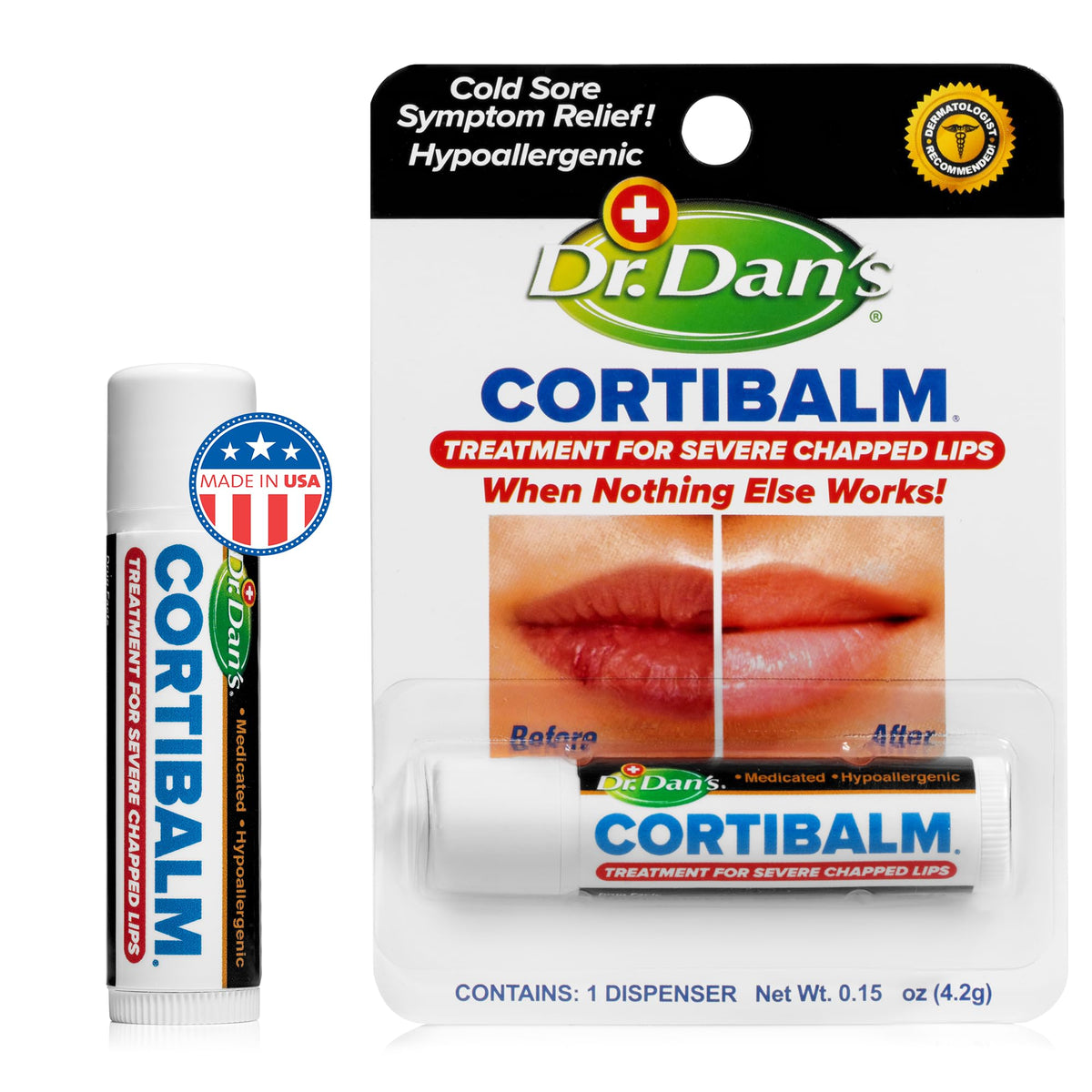 Dr. Dan's Cortibalm 1-Pack Lip Balm with 1% Hydrocortisone for Cracked Lips Dr. Dan's