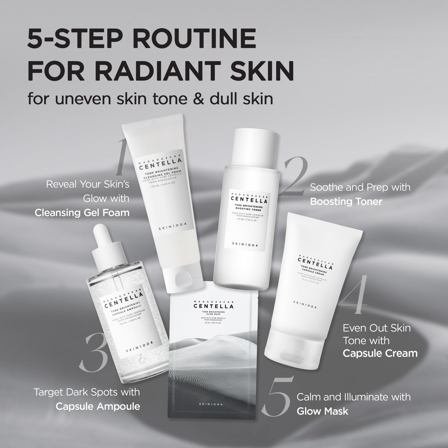 SKIN1004 Tone Balancing Capsule Ampoule, Niacinamide & Centella Serum for Face, Korean Hydrating Facial Serum for Unevne Skin Tone SKIN1004
