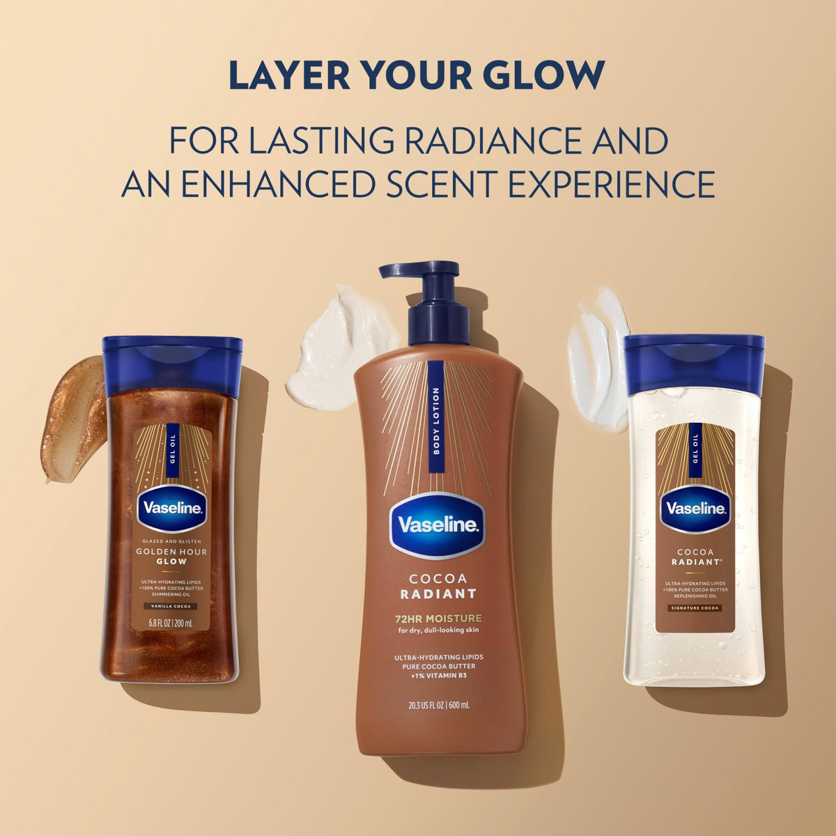 Vaseline Cocoa Radiant Body Lotion for Dry Skin + Cocoa Butter 20.3oz 3ct Vaseline