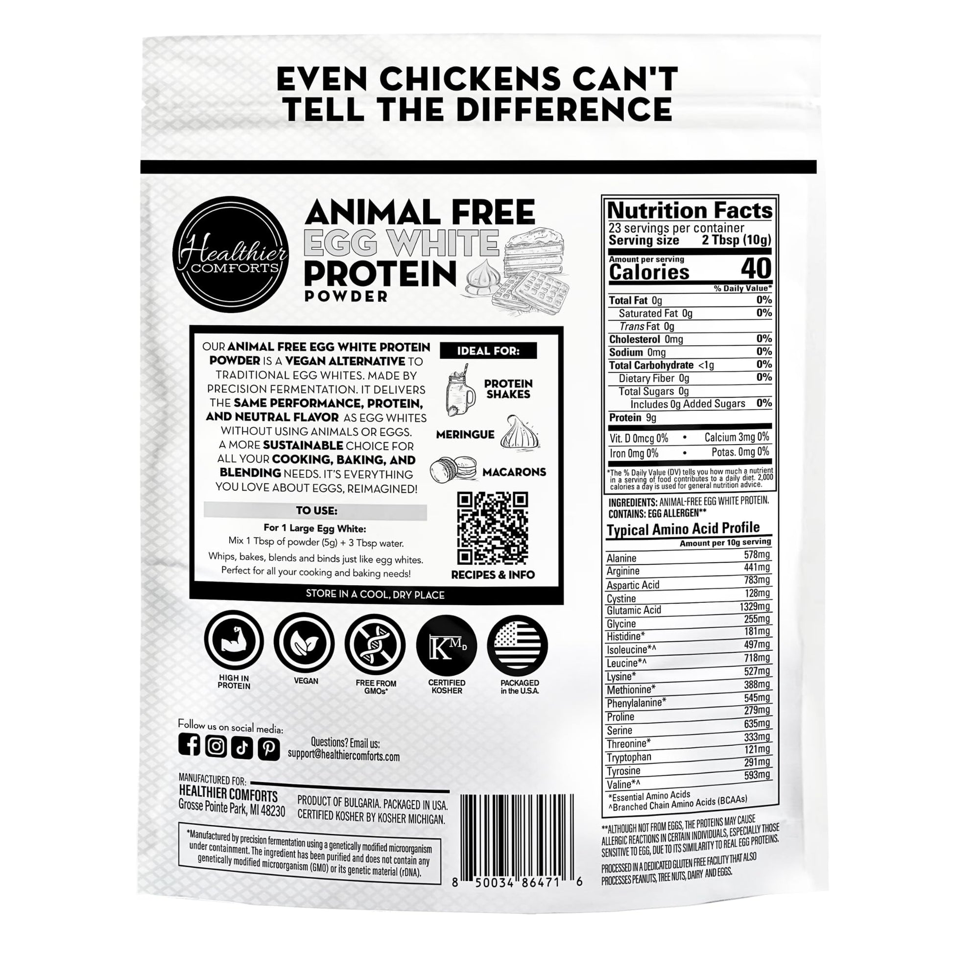 Healthier Comforts Animal-Free Egg White Protein Powder | Make Vegan Egg Omelets, Angel Food Cake, Meringue, Protein Shakes | Whips and Binds Just Like Traditional Egg Whites (8 oz) Healthier Comforts buy australia supplements