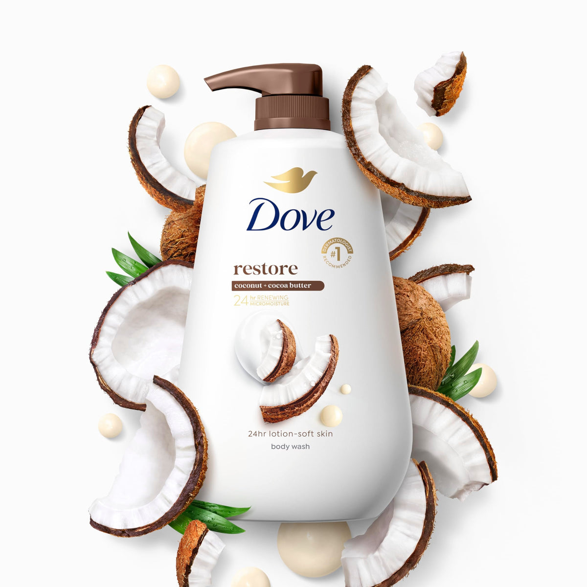Dove Body Wash Restore Coconut & Cocoa Butter 30.6 oz Pump, Sulfate Free Dove