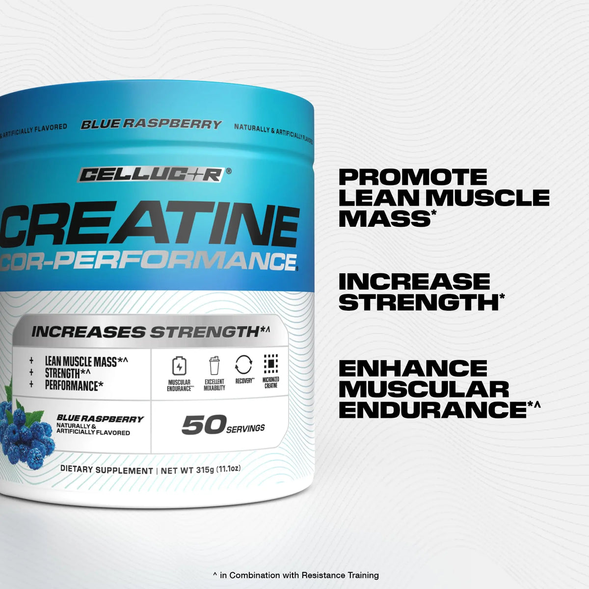 Cellucor Creatine Powder, Blue Raspberry Flavor - Increases Strength, Lean Muscle Mass & Endurance, Micronized Creatine for Fast Absorption Cellucor