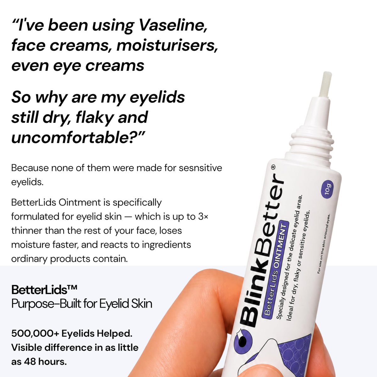 BlinkBetter BetterLids Eyelid Ointment for Dry, Itchy & Sensitive Eyelids – Deep-Moisturising Oat Complex with Shea Butter & Panthenol to Hydrate, Nourish & Soothe Delicate Eyelid Skin – 0.34 oz BlinkBetter