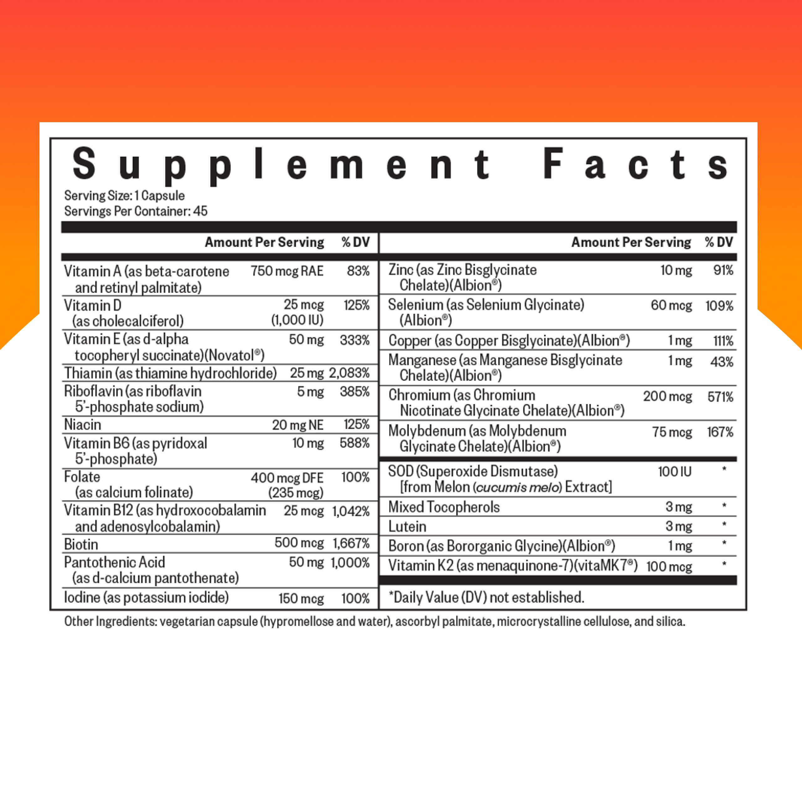 Seeking Health Multivitamin One MF - MTHFR Support Supplement with Calcium Folinate & Vitamin B12 - Easy-to-Digest - Methyl-Free Vegetarian Capsule - 45 Veggie Capsules Seeking Health buy australia supplements