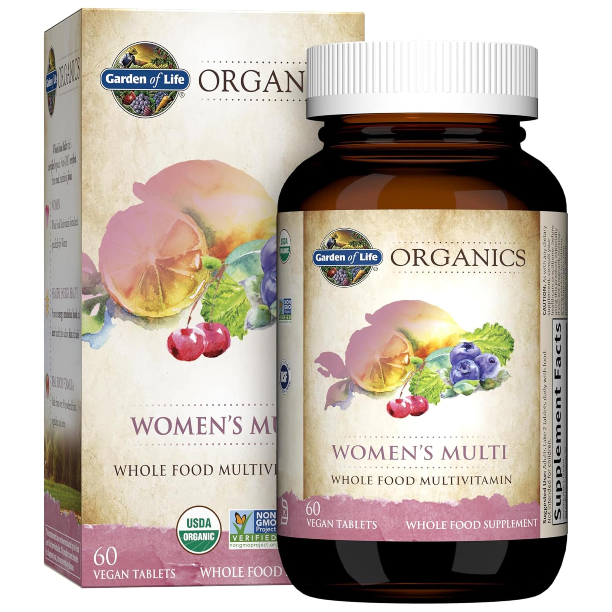 Garden of Life Organics Women's Multivitamin with Vitamin C, D3, Folate, B12, Biotin & Iron – Women's Multivitamin for Energy, Heart Health & Radiant Skin, USDA Organic, Non-GMO, Vegan, 120 Tablets Gsupps Australia