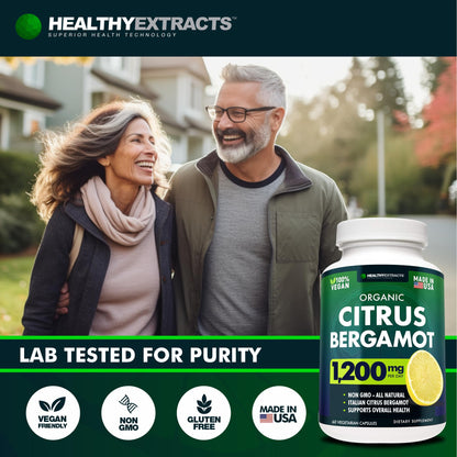 Citrus Bergamot Supplement – 150:1 Extract, 1200mg per Serving, 70% Polyphenols, Italian Sourced, 60 Count, 1 Month Supply, Made in the USA Healthy Extracts