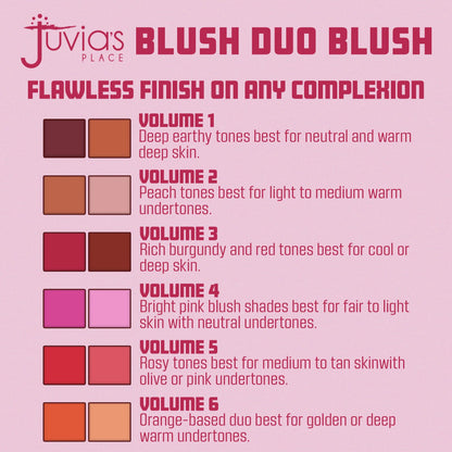 Juvia's Place Duo Blush Volume 4 - Matte Powder Blush for Cheeks Makeup Juvia's Place