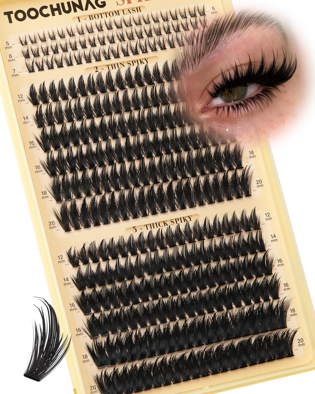 Spiky Manga Lash Clusters 12-20mm Anime Eyelash Clusters 300pcs Cluster Eyelash Extensions Fairy Eyelashes Cluster with Bottom Individual Lashes 80D+100D Volume DIY Lash Extension by TOOCHUNAG TOOCHUNAG
