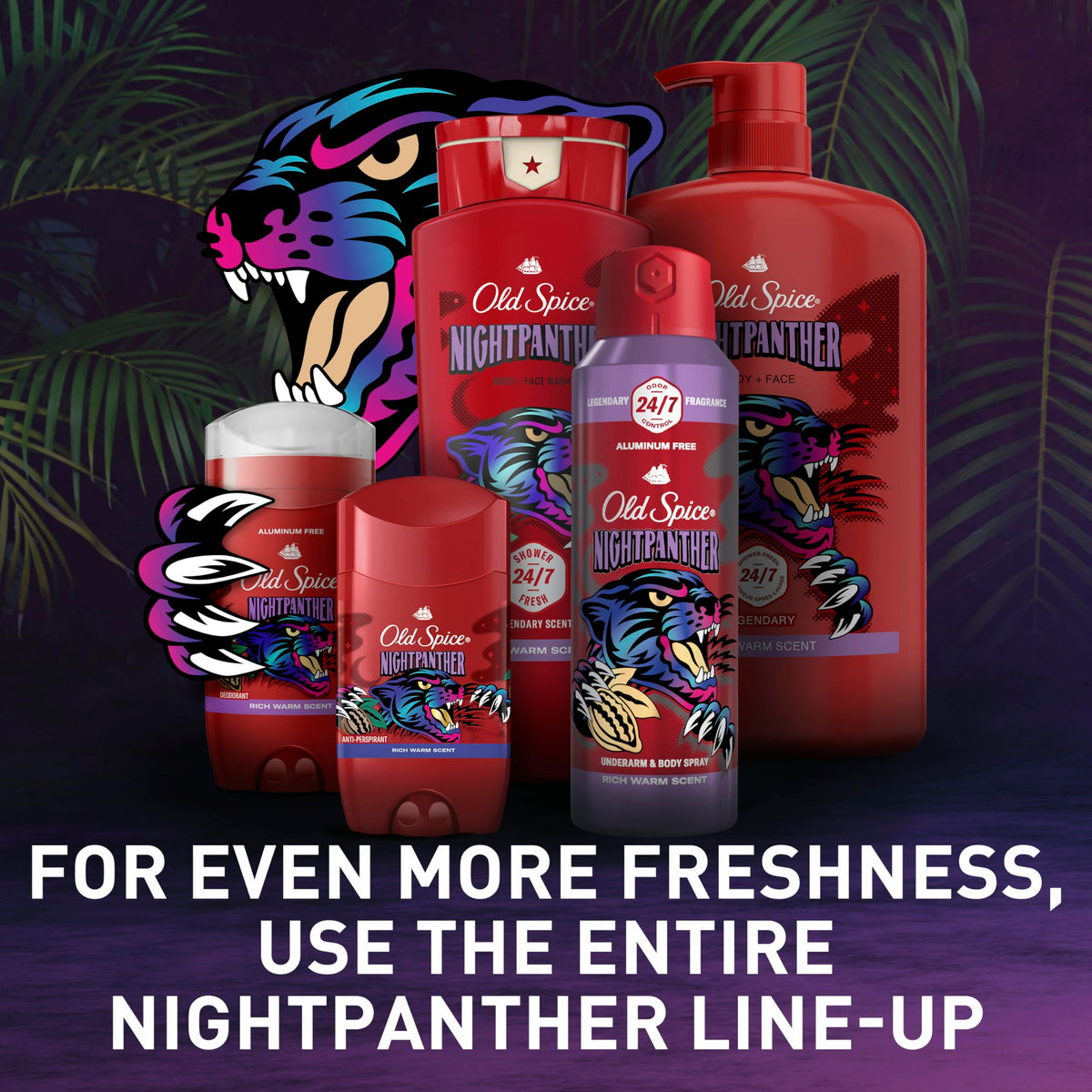 Old Spice Cleansing Body Wash for Men, 3X Defense, 24/7 Shower Fresh with Lasting Scent, 2 in 1 Body and Face Wash, Daily Men’s Wash and Shower Gel, NightPanther Rich Warm Masculine Scent, 33.4 oz Old Spice