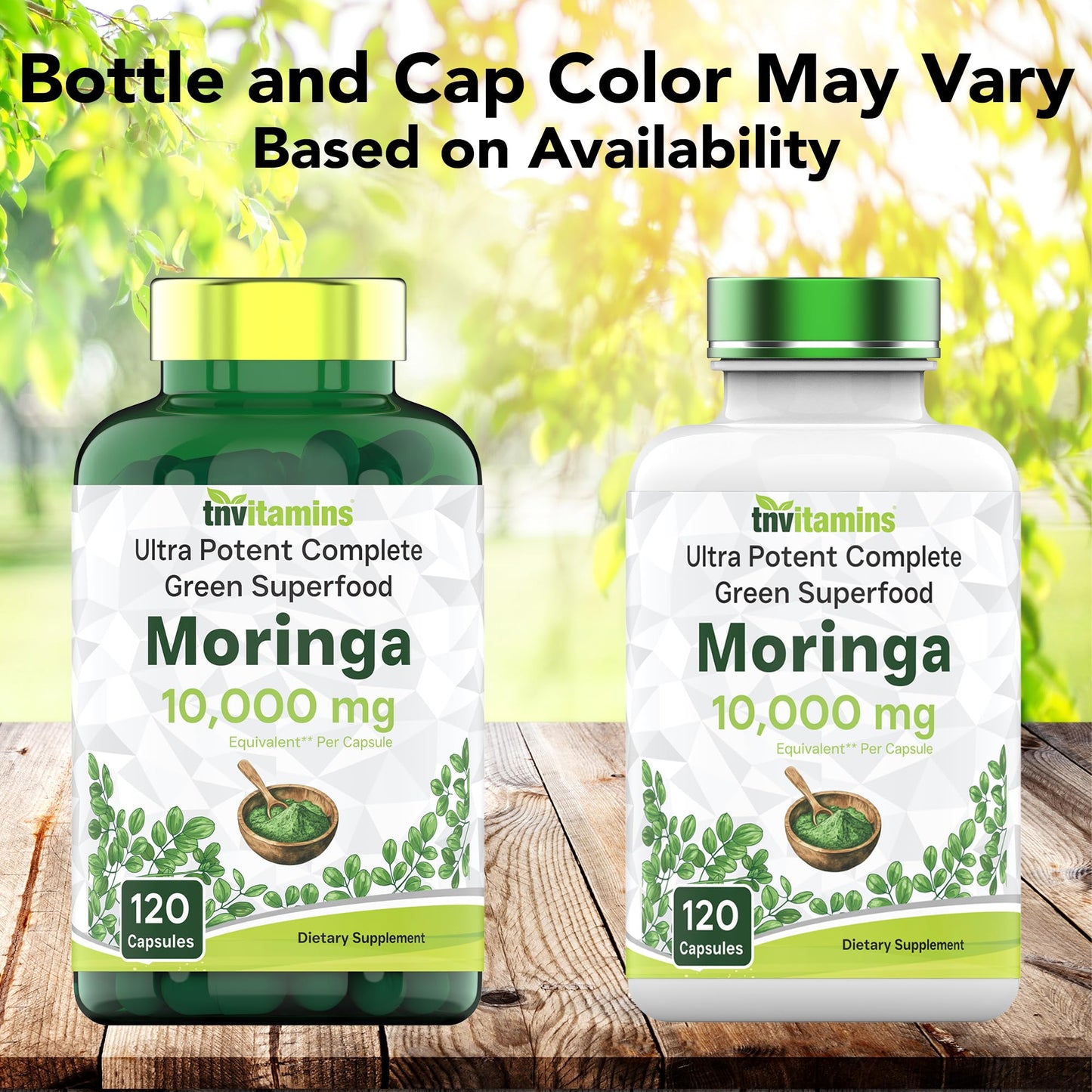 tnvitamins Moringa Capsules 10,000 mg - 120 Capsules | High Potency Moringa Leaf Extract Superfood Supplement for Energy tnvitamins