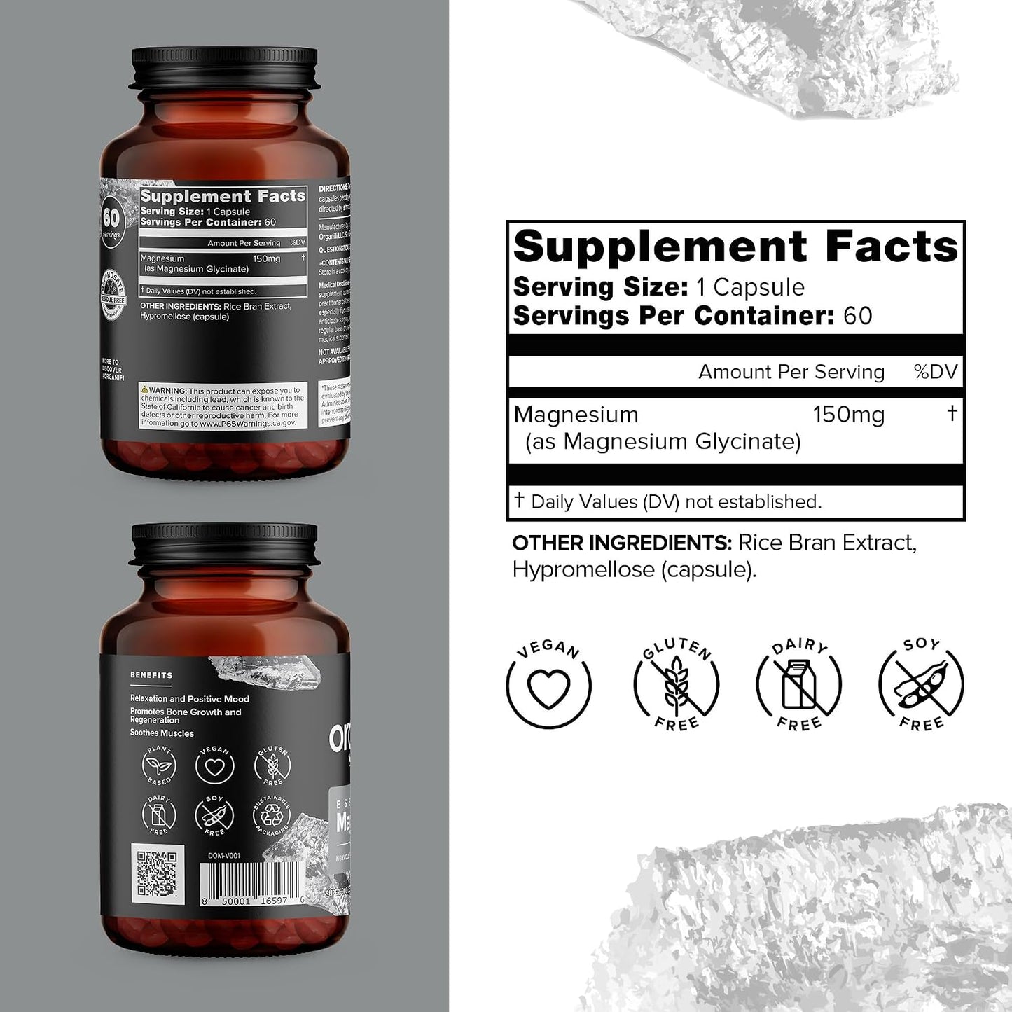 Organifi Essential Magnesium Glycinate Supplement for Bone Support and Muscle Health, 150mg, 60 Vegan Capsules Gsupps Australia