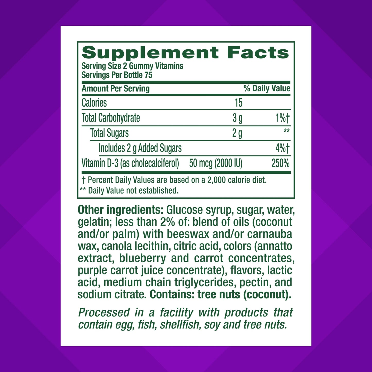 vitafusion Vitamin D3 Gummies, Bone and Immune Support, Peach, Blackberry, Strawberry Flavored Vitafusion