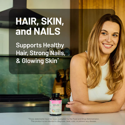 NatureWise Hair Skin and Nails Vitamin, Biotin 5000mcg w/Hyaluronic Acid, Collagen for Women with C, B Complex, D3, A, E, Iron NatureWise