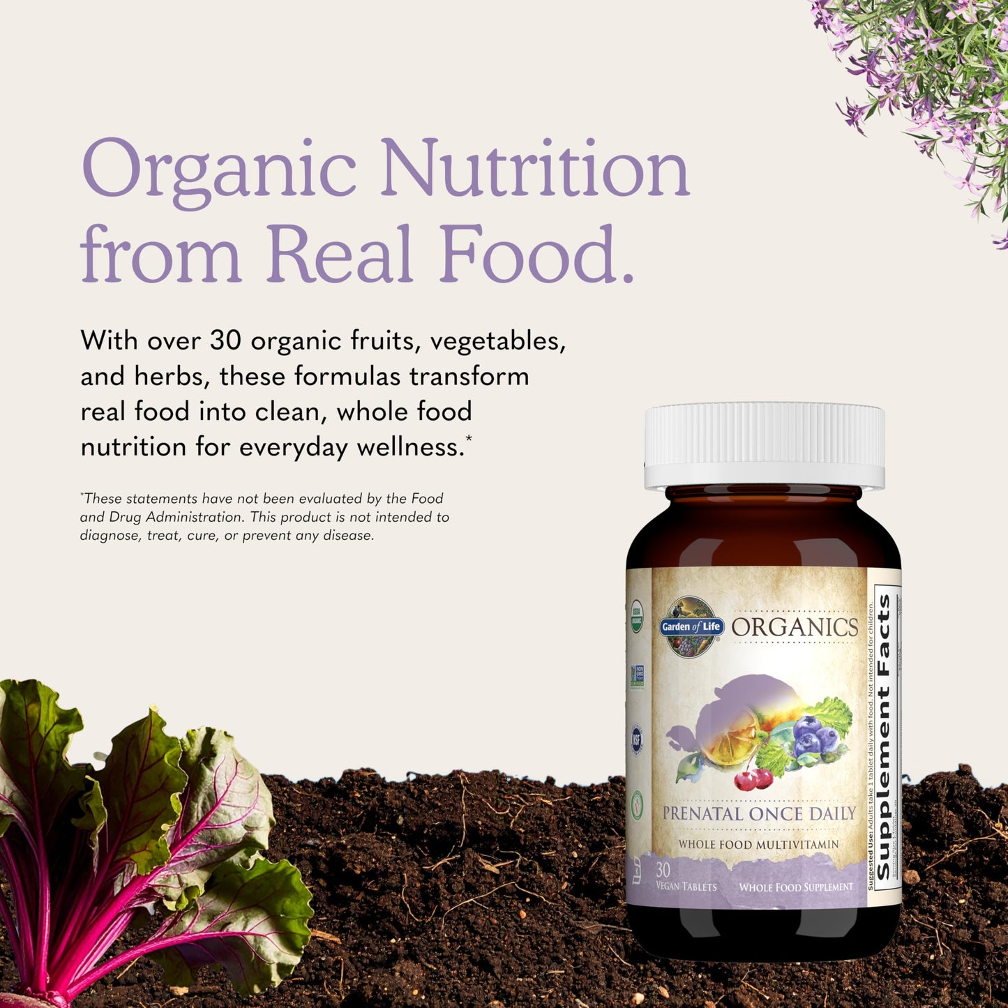 Garden of Life Prenatal Vitamins for Women, Organics Folate for Energy & Healthy Fetal Development, Non-constipating Iron, Vitamin C, B6, B12, D3, Non-GMO, Gluten-Free, Vegan, 90 Day Supply Gsupps Australia
