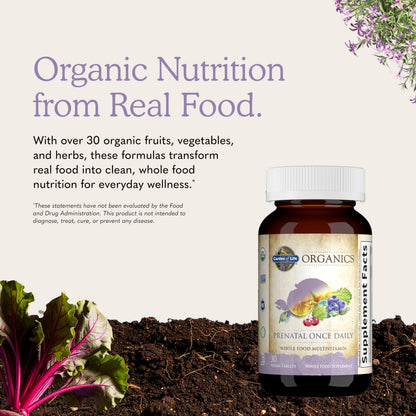 Garden of Life Prenatal Vitamins for Women, Organics Folate for Energy & Healthy Fetal Development, Non-constipating Iron, Vitamin C, B6, B12, D3, Non-GMO, Gluten-Free, Vegan, 90 Day Supply Gsupps Australia