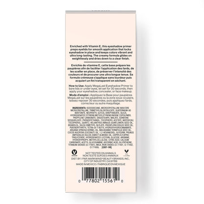 wet n wild Megalast Eyeshadow Primer, lightweight formula, inflused with Vitamin E wet n wild