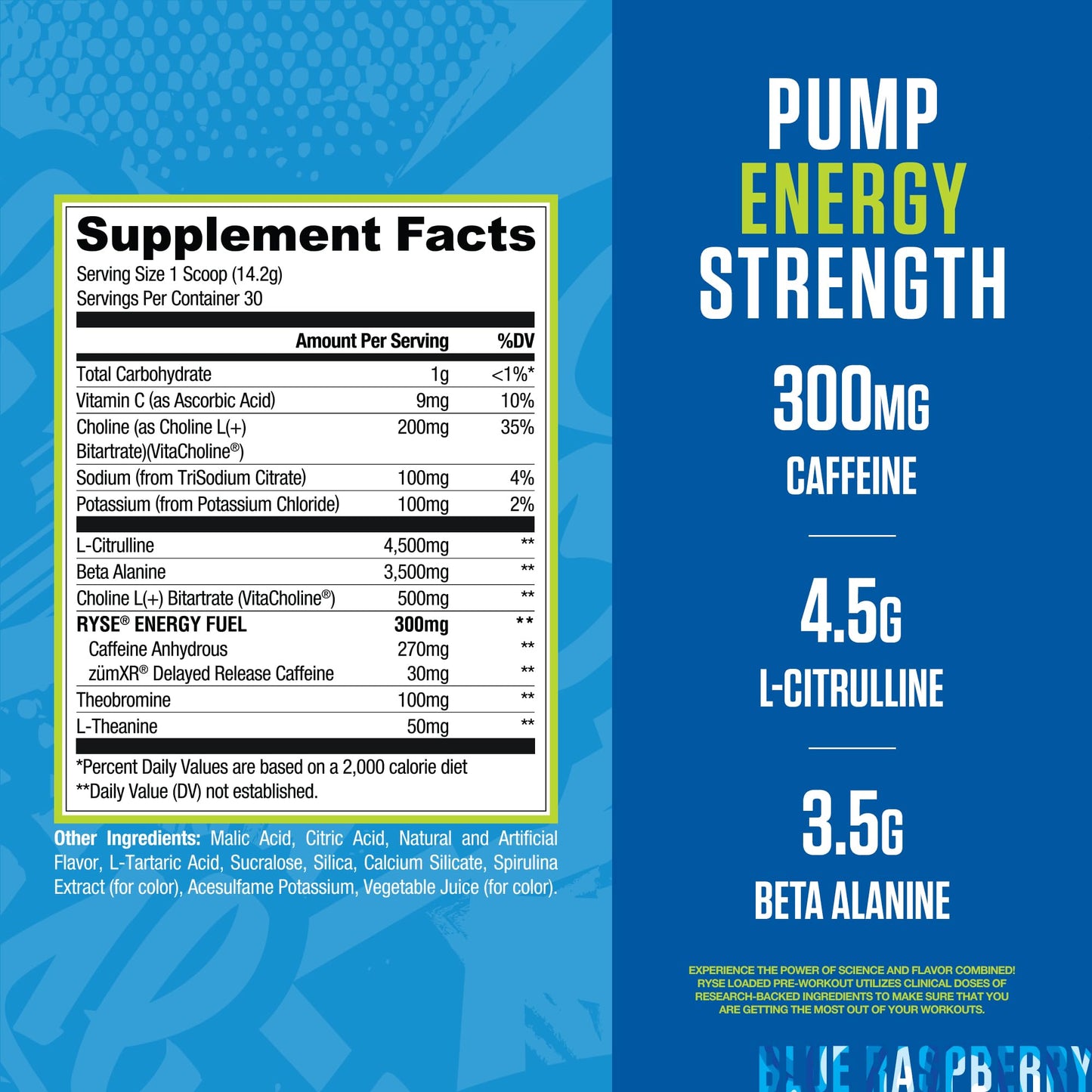 RYSE Loaded Pre Workout Powder - Strawberry Squeeze - Daily Pre-Workout for Men & Women with 390mg Caffeine, Beta Alanine, and Citrulline for Pump, Focus, and Energy - 30 Servings