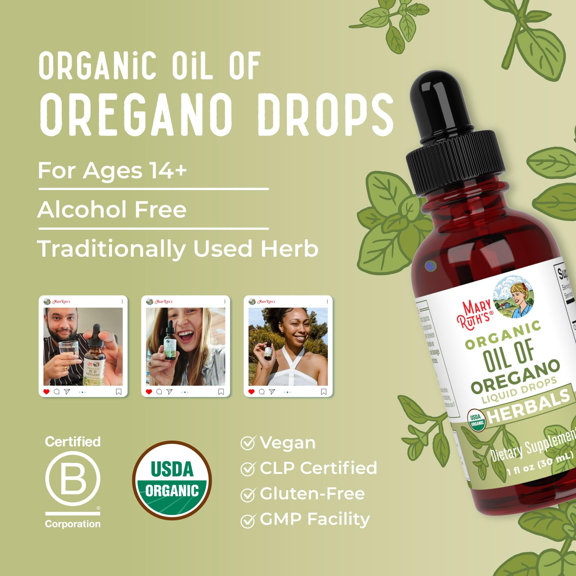 MaryRuth Organics Oregano Oil Drops | 6 Month Supply | USDA Organic Oil of Oregano Liquid | Herbal Blend for Immune Support | Digestive Health | Overall Health | Vegan | Sugar Free | Non-GMO | 1 Fl Oz MARYRUTH'S buy australia supplements