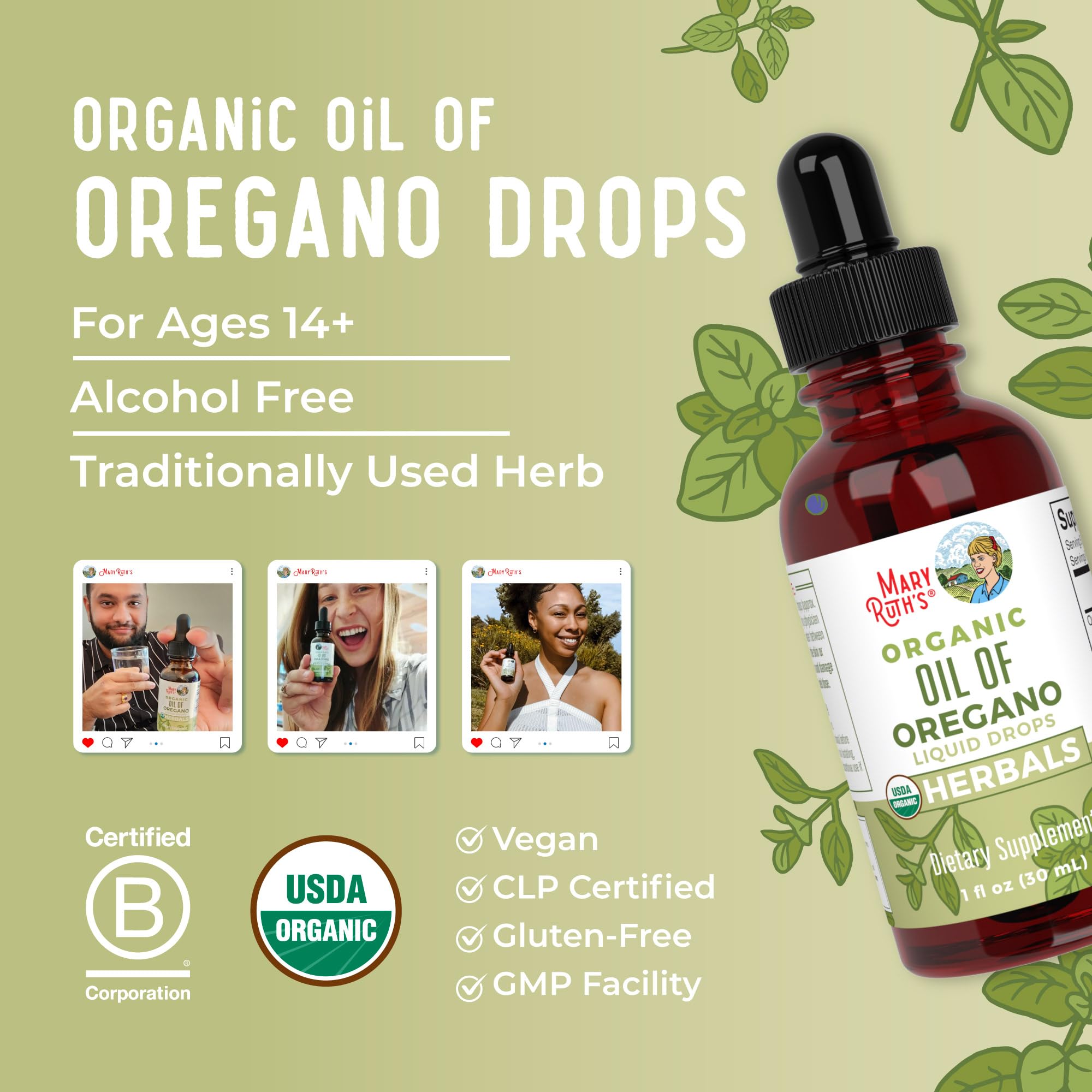 MaryRuth Organics Oregano Oil Drops | 6 Month Supply | USDA Organic Oil of Oregano Liquid | Herbal Blend for Immune Support | Digestive Health | Overall Health | Vegan | Sugar Free | Non-GMO | 1 Fl Oz MARYRUTH'S buy australia supplements