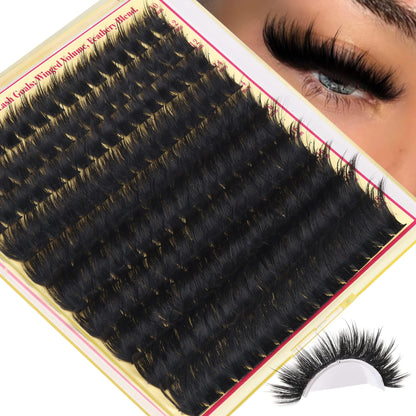 Volume Lash Clusters with Spiky Manga Lash Clusters 300D Eyelash Clusters 10-18MM Thick Wispy D Curl Cluster Eyelash Extensions 3D Fluffy Cluster Eyelash Extensions by FANXITON FANXITON