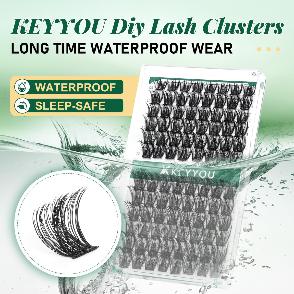 KEYYOU Lash Clusters Eyelash Clusters Natural Wispy D Curl 8-18mm MIX Y01 KEYYOU