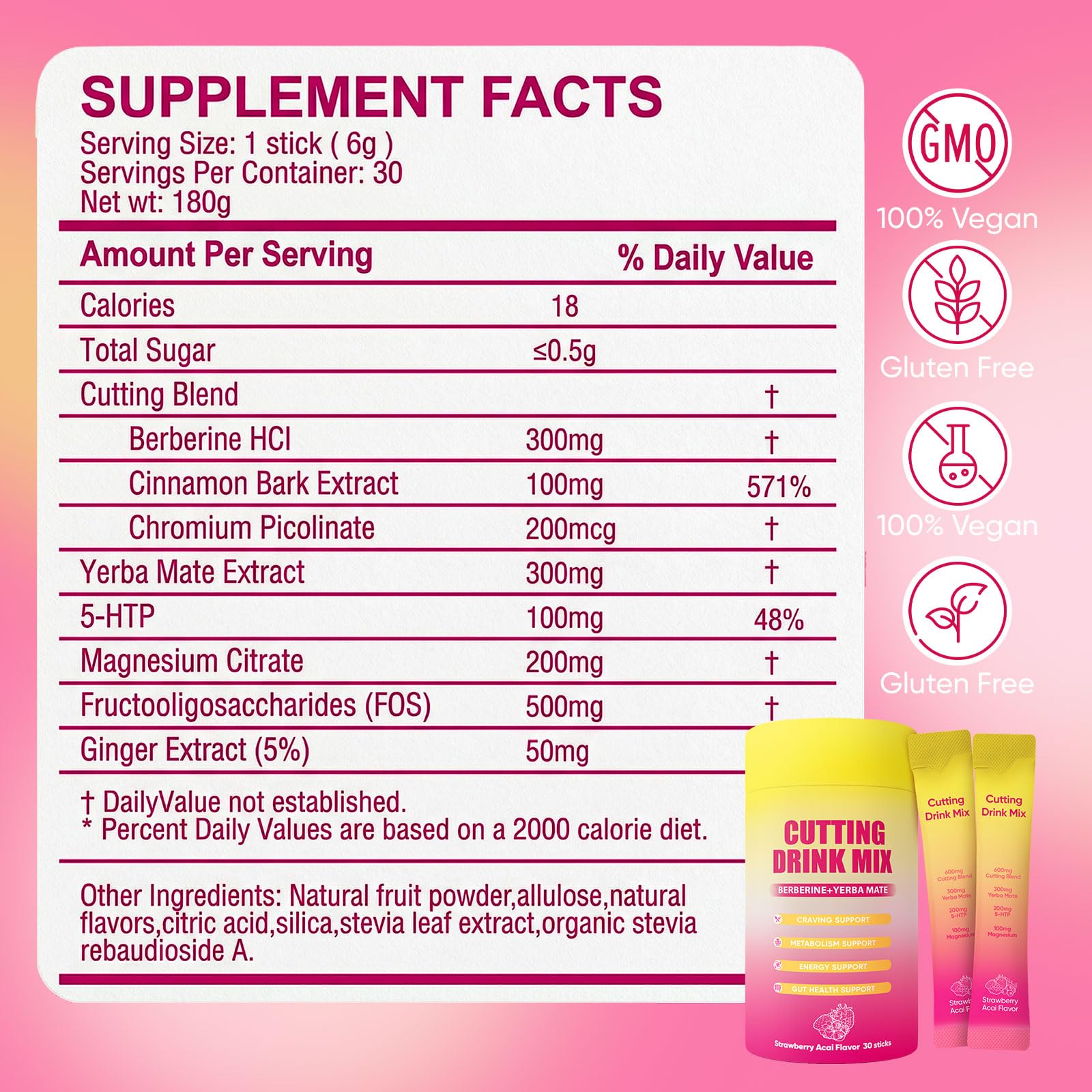 PlocoXe Cutting Drink Mix with Berberine, Chromium, 5-HTP, Yerba Mate & Magnesium - Dual-Action Craving & Gut Health | Strawberry Acai Flavor,Vegan, PlocoXe buy australia supplements