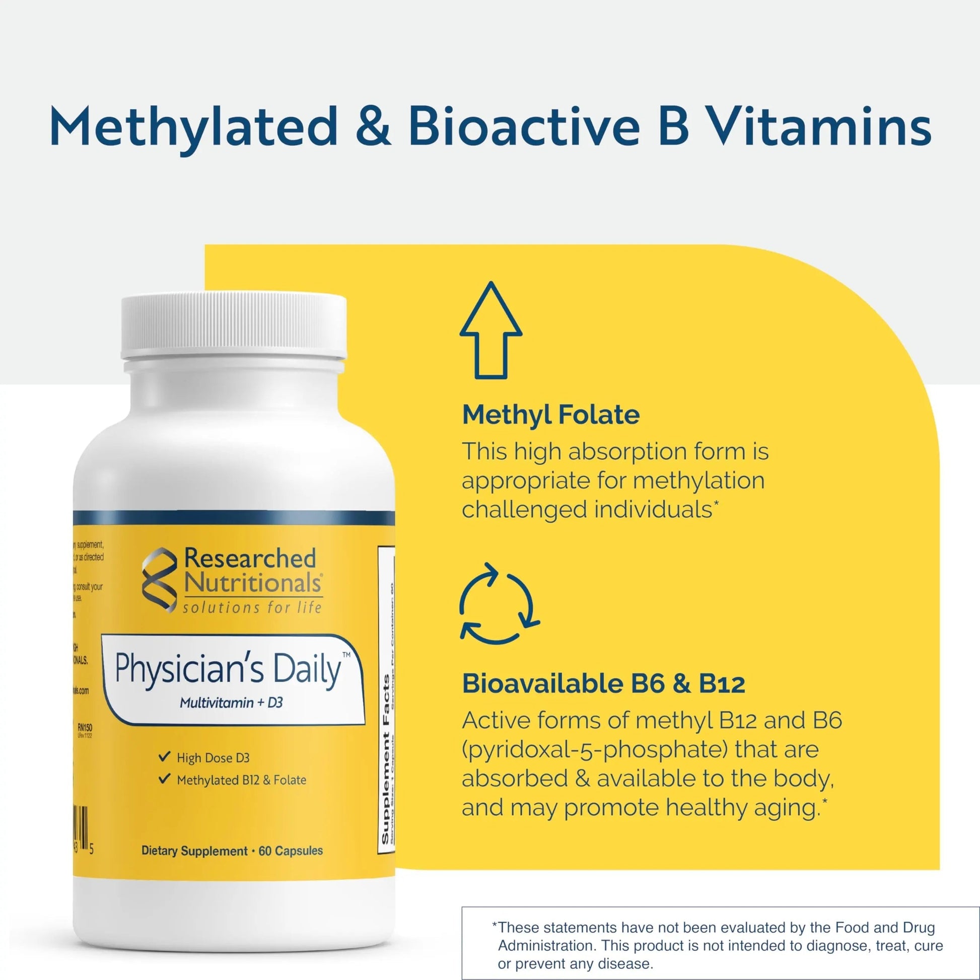 Researched Nutritionals Physician's Daily + D3 Supplement - Daily Multivitamin for Men and Women with Vitamin D3 2000iu Researched Nutritionals buy australia supplements