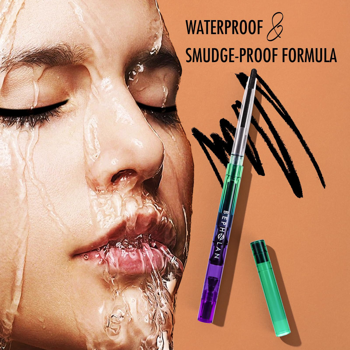 BEPHOLAN Black Gel Eyeliner Pencil Waterproof Long-Lasting Matte Liner BEPHOLAN