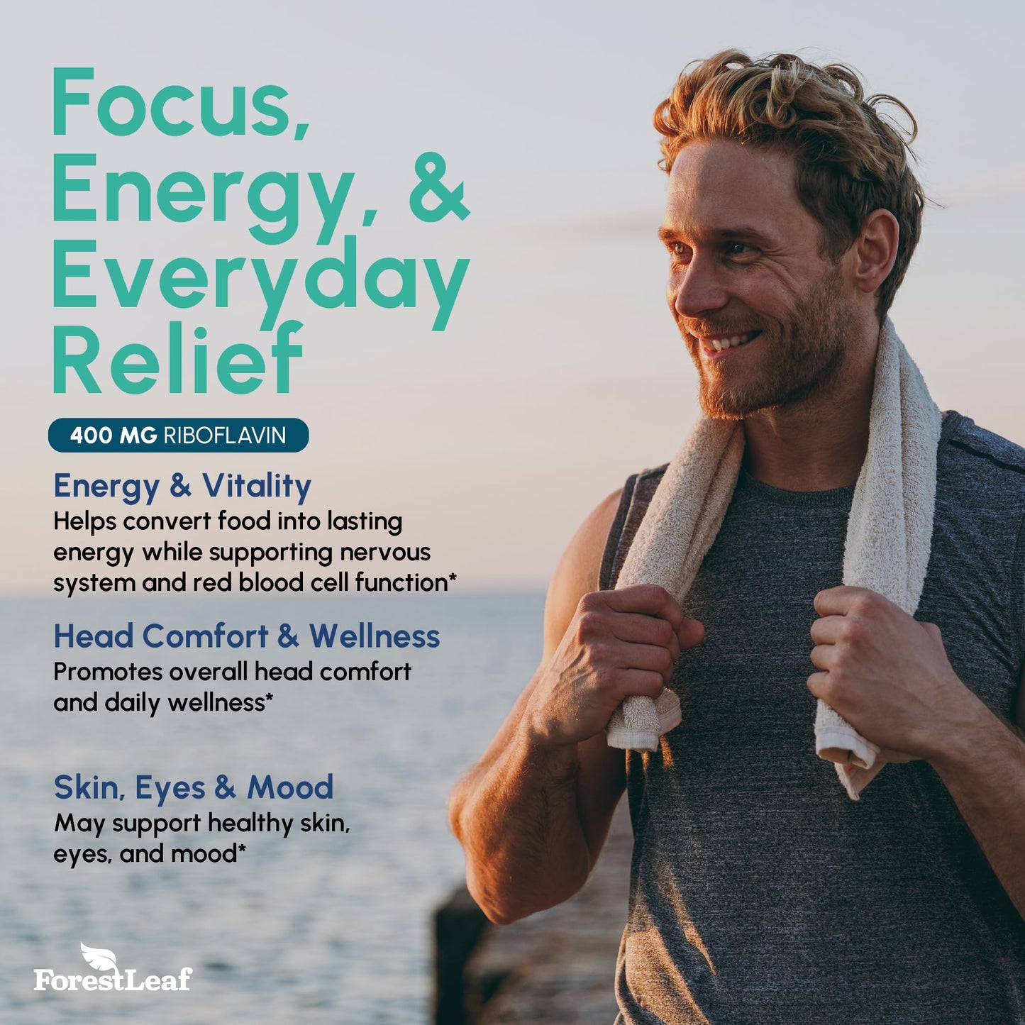 ForestLeaf Vitamin B2 Riboflavin 400mg - Energy, Skin & Cellular Health Supplement - Nervous System Support - Vitamin B 2 VIT B - Non-GMO & Gluten Free ForestLeaf