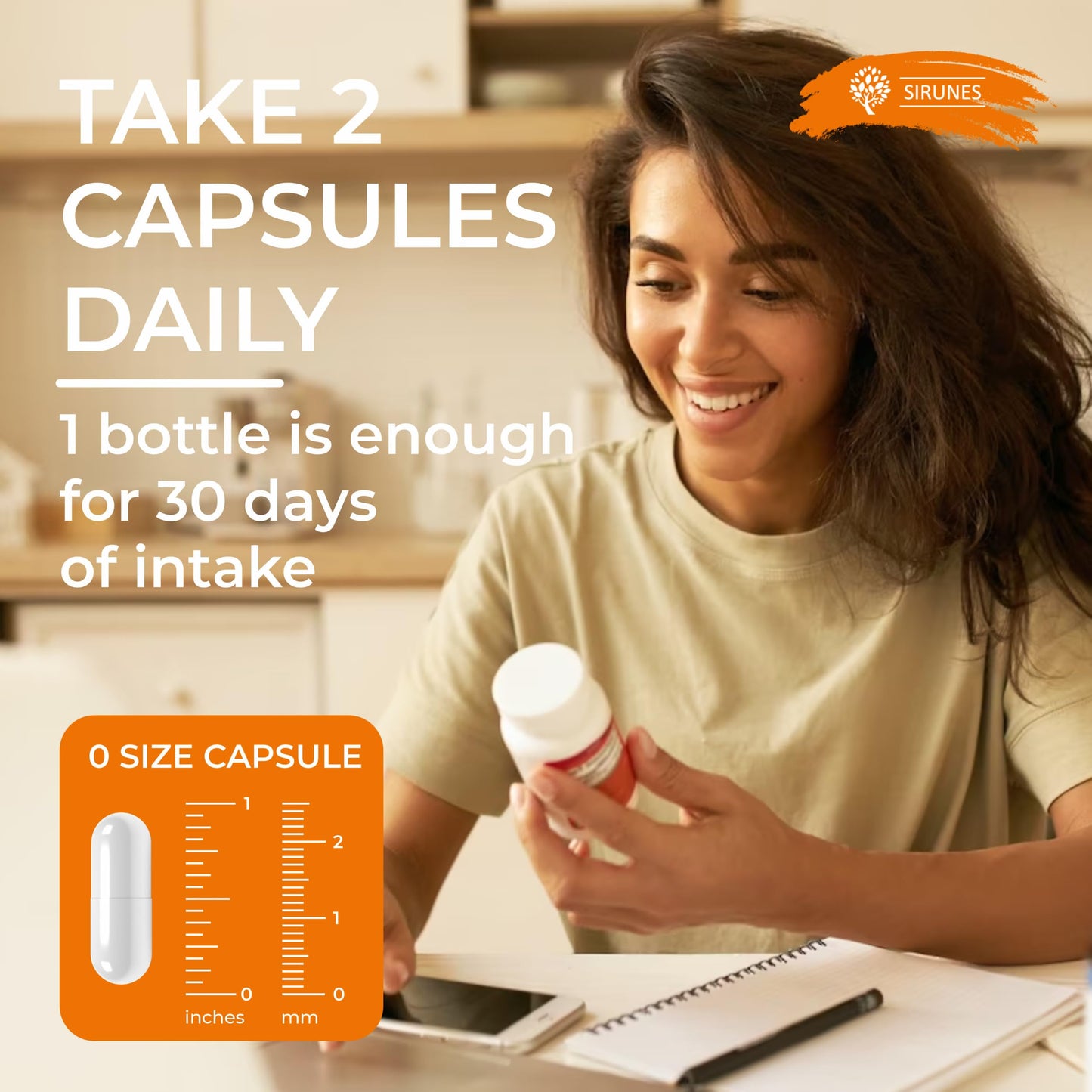 SIRUNES Fish Collagen Peptides Capsules – 100 Capsules | Fish Collagen Peptides | Supports Hair, Skin, Nails, Joints & Bones SIRUNES