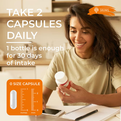 SIRUNES Fish Collagen Peptides Capsules – 100 Capsules | Fish Collagen Peptides | Supports Hair, Skin, Nails, Joints & Bones SIRUNES