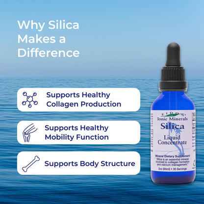 Eidon Liquid Silica Mineral Concentrate - Silica Supplement for Hair, Skin, and Nails, Supplement Drops to Support Collagen Production & Hair Loss Eidon Ionic Minerals